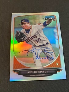 Austin Nicely Signed 2013 Bowman Draft Chrome Refractor Card Auto Astros COA