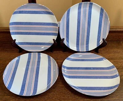 Juego de 4 Platos de Melamina Sur La Table 8.3” ROJO BLANCO AZUL RAYAS: Patriótico Foto 1 de 4