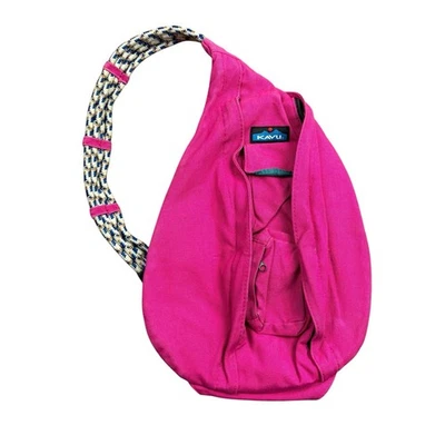 Kavu Rope Bag Sling Canvas Backpack Small Purse Hot Pink Adjustable Strap - Image 1 of 4