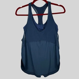 Lululemon Tank Top Women’s 6 Twist & Train Jaded Green Teal Mesh Athleisure Yoga - Picture 1 of 7