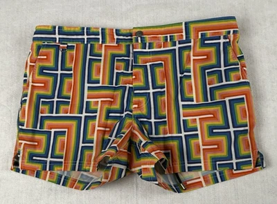 Bañador Mr Turk para Hombres 34 Multicolor Geométrico 3.5" Hecho en California Foto 1 de 4