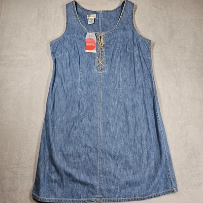 Vintage Faded Glory Denim Dress Size 18W Lace Up 90s Y2K Western Country - Image 1 of 4