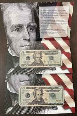 Series 2004 $20 Richmond Notes - Sequential Low Serial #'s 00001038A & 1039A - Image 1 of 4