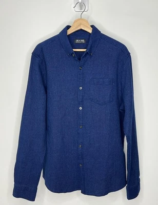Line of Trade Frank Shirt Large Midnight Blue Waffle Button Down Long Sleeve - Image 1 of 4