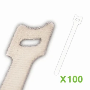 10 Inch Hook and Loop Reusable Strap Cable Cord Wire Ties 100 Pack White - Afbeelding 1 van 5
