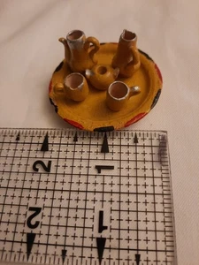 Set da tè vintage ceramica messicana miniatura brocca tazze piatto zuccheriera - Foto 1 di 5