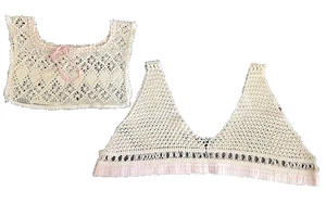 2 Flawed Vintage Crochet Bodice Pieces - Picture 1 of 3