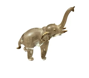 Estatuilla de elefante de vidrio artístico con detalles dorados - Imagen 1 de 7