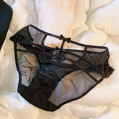 Sexy Japanese Kawaii Girls Bow Panties Mesh Underwear Low Waist Briefs Panties - Image 1 of 4