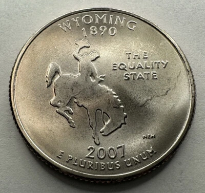 2007-P Wyoming State Quarter 25cent Coin from US Mint Set. Uncirculated - Image 1 of 4