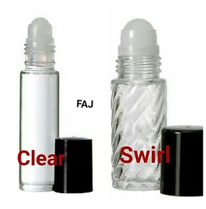 Klarglas Roll-on leere Flasche mit schwarzem Verschluss & Kunststoffrolle---- KOSTENLOSER VERSAND - Bild 1 von 3