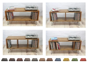 Retro industrial, almacenamiento de vinilo de madera, gabinete para reproductor de discos, unidad de TV con soporte - Imagen 1 de 15