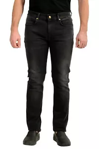 Versace Men's Black Wash Logo Embroidered Straight Leg Jeans US 35 IT 51 - Picture 1 of 5
