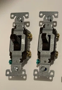 Toggle Light Switch ~Cooper Wiring CS120B ~20A ~Single Pole ~Brown ~LOT OF 2 - Picture 1 of 5