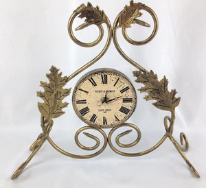 Reloj de escritorio con cubierta de hoja de metal tono latón dorado - Funciona con pilas - Imagen 1 de 6