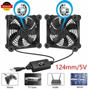 Doppel Lüfter PC Ventilator lüfter 124 mm Leise PC Gehäuselüfter Fan 12V USB 5V - Bild 1 von 23