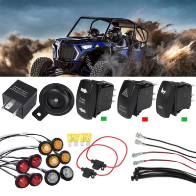 Interruptor basculante Kit de señal de giro Luz LED Legal para calle Bocina Peligro Ajuste SXS UTV ATV Foto 1 de 4