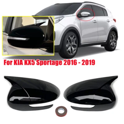 Cubierta de espejo retrovisor lateral negro brillante tapa de ala para Kia Sportage KX5 2016-2019 Foto 1 de 4