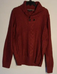 NWT MEN'S TRUE ROCK MEDIUM BURGUNDY MULTI QRTR BUTTON RIB SHOULDER SWEATER #1743 - Picture 1 of 5