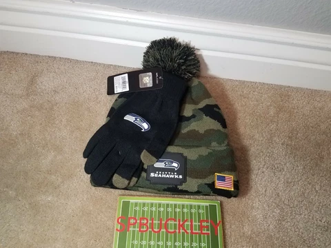 NFL STS SALUTE TO SERVICE SEATTLE SEAHAWKS BEANIE / GLOVES ONE SIZE ADULT CAMO G Cover
