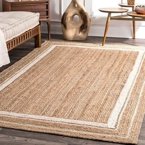 Rug Jute  Handmade Rectangle Farmhouse Rug Home Decor Runner Living Room Carpet - Picture 1 of 11