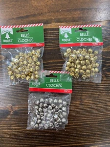 3x Christmas House Bells Silver and Gold Bundle Lot NEW Crafts Projects - Picture 1 of 5