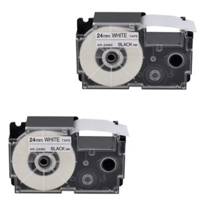 2PK Black Ink White Tape Cartridge XR-24WE for Casio EZ Label Printers 24mmx8m - Picture 1 of 12