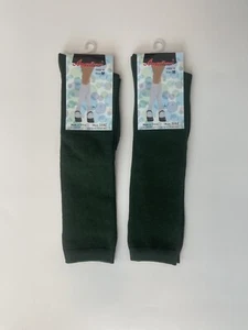 2 Pair Girls Green Flat Knit Knee High School Socks M (fits shoe size 7.5-3.5) - Picture 1 of 2