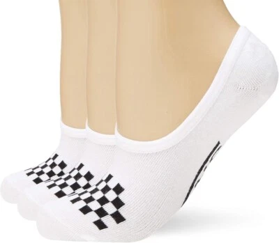 Vans Womens Girls Basic Canoodle No Show Socks (Shoe Size 6.5-10White/Black - Image 1 of 4