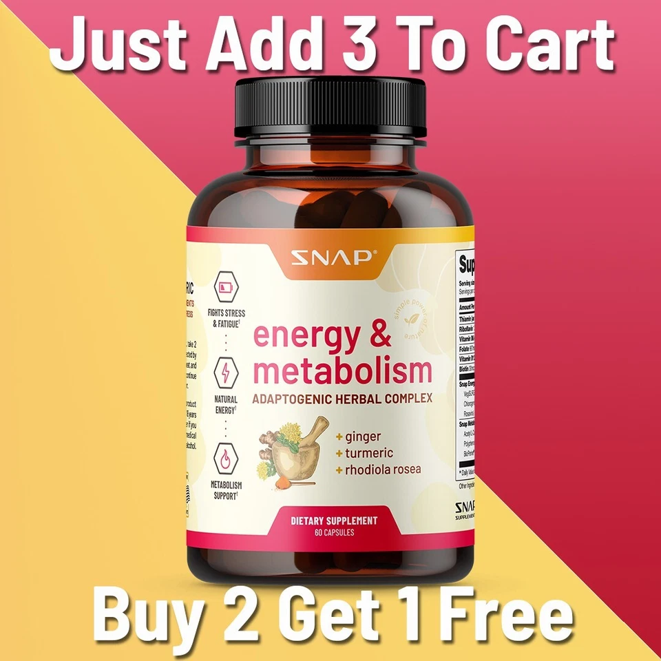 Energy Metabolism Natural Booster with Turmeric & Ginger Stress Relief Fatigue - Image 1 of 4