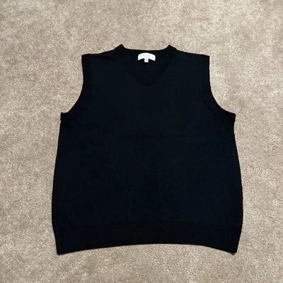 Colete Suéter Turnbury Masculino Médio 100% Extra Fino Lã Merino Preto Decote V - Imagem 1 de 4