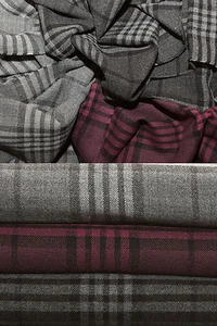 Sciarpa FRAAS uomo frange scialle donna grigio chiaro grigio scuro a quadri 180x30 cm nuova - Foto 1 di 14
