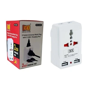 MX UK To India Travel Adapter With 2 USB Charging Ports - Picture 1 of 7