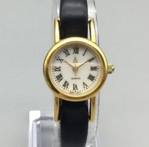 Vintage Avon Watch Women 22mm Gold Tone Round Dial Leather Band New Battery - Picture 1 of 16