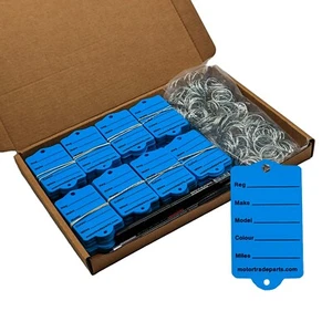 Car Van key Tags & Rings x 100 - Blue - Picture 1 of 4