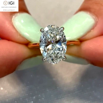 3.60Ct F VS1 Oval Cut Lab Grown Diamond Engagement Ring Solid 14K Two-Tone Gold - Image 1 of 4