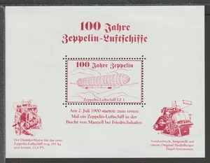 ✔️ DEUTSCHLAND 1990. 100 JAHRE ZEPPELIN LZ 1 BLOCK LUFTFAHRT DAIMLER MOTOR POSTFRISCH - Bild 1 von 2