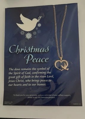 Collar Corazón Paloma Oro Tono Navidad Paz Oro Espíritu de Dios Jesucristo Foto 1 de 2