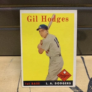 1958 Topps Gil Hodges 162 Vintage Baseball Card Los Angeles Dodgers B - Picture 1 of 4
