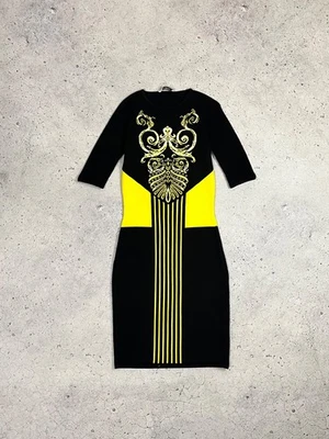 Vestido ajustado tejido elástico estampado amarillo negro Gianni Versace talla 38 Foto 1 de 4