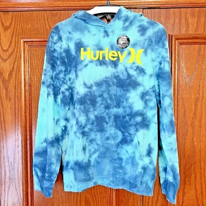 Maglione Hurley Big Boy's XL blu tie dye salt lavato felpa con cappuccio logo  - Foto 1 di 4