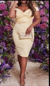 Lavish Alice Claire Curve Off Shoulder Twist Ponte Midi Dress Size 14 - Picture 1 of 3