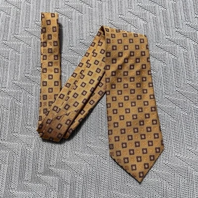 Canali黄色方形几何真丝领带 — 第 1/4 张图片