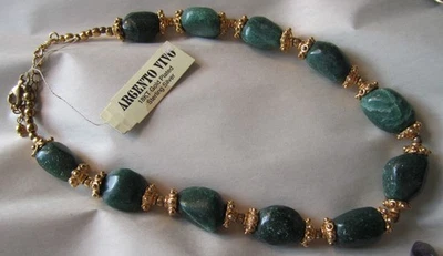 ARGENTO VIVO PLATA DE LEY CHAPADA EN ORO 18KT CON PIEDRAS AVENTURINA Foto 1 de 4