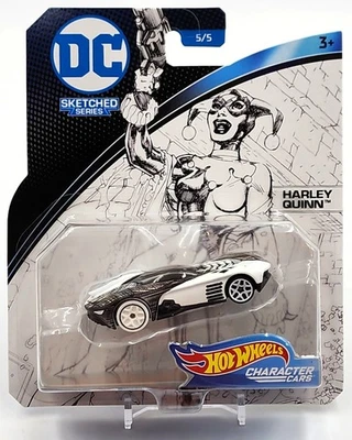 Harley Quinn Character Car 2017 Hot Wheels DC Sketched Series 5/5 Mattel Foto 1 de 4