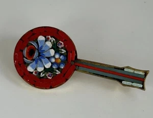 Millefiore VTG Banjo Pin Brooch Micro Mosaic Mandolin Boho - Picture 1 of 9