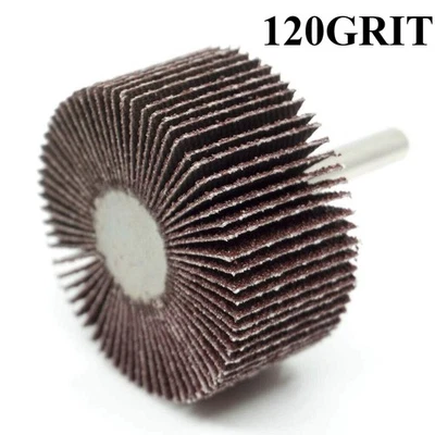 2x1x1/4" Shank Mounted Flap Wheel 120 Grit Abrasive Flap Sanding Grinding Wheel - Image 1 of 4