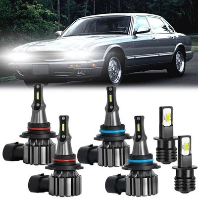 For Jaguar XJ6 1995 1996 1997 White LED Headlight High/Low Fog Light Bulbs Kit Foto 1 de 4