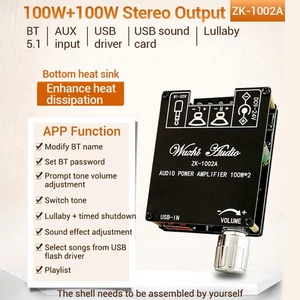 ZK-1002A Bluetooth Digital Audio Endstufe Platine Stereo 2-Kanal 100W*2 - Bild 1 von 18