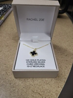 Rachel Zoe  14K Gold Plated Sterling Silver Black  16+2" Necklace - Image 1 of 3